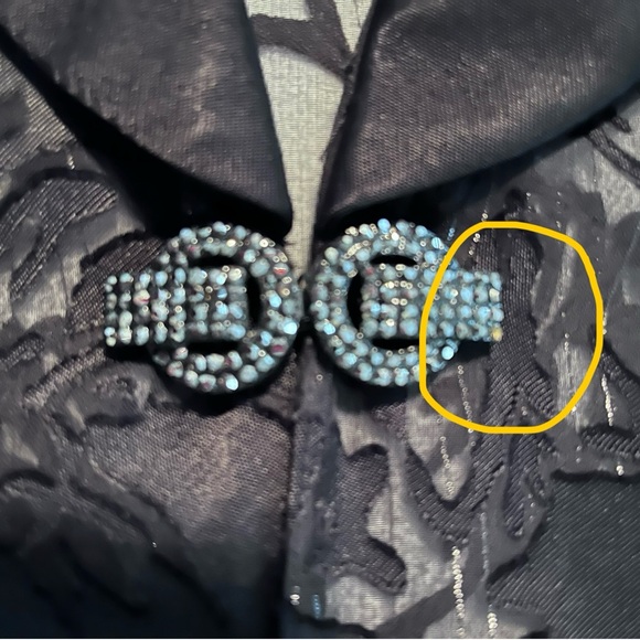 ALEX EVENINGS Black Organza Jacket Satin Lapel 3/4 Sleeve Rhinestone Clasp PM - Picture 11 of 11